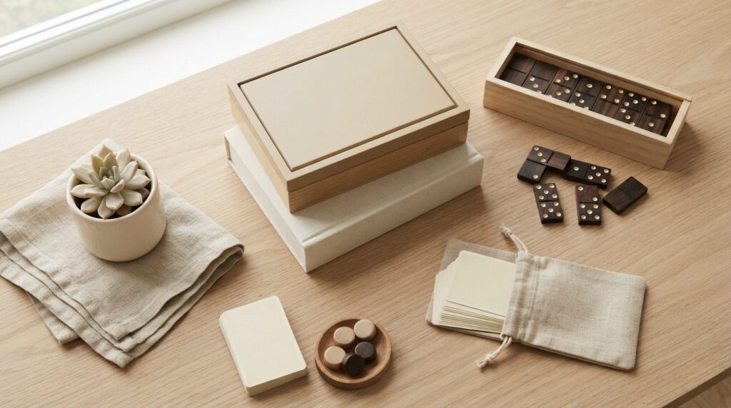 Flat lay product photography of carefully curated classic bo
