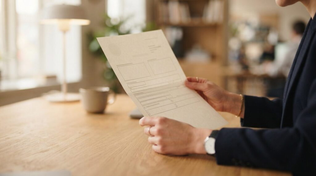 Close-up of businesswomans hands holding official CVR regis